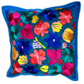Bild in Galerie-Betrachter laden, Handgewebte Kissenhülle mit Blumenstickerei – Bunt, 48x48 cm – Chichicastenango Design
