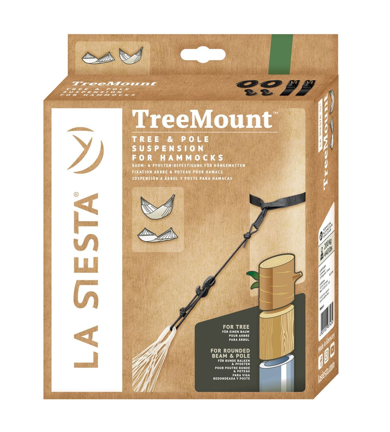 Befestigungsset für Hängematten TreeMount Black – Girasol Artesanias