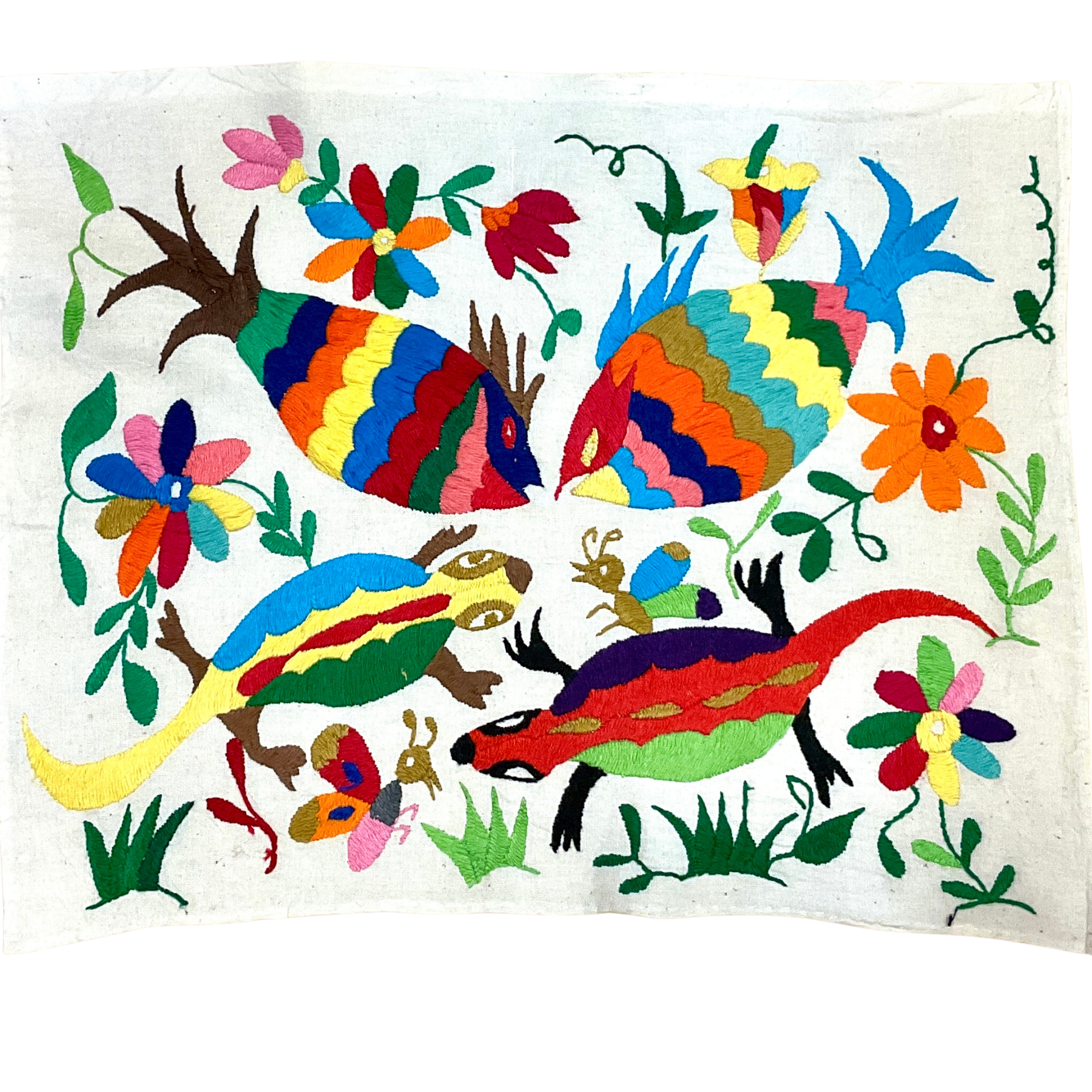 Otomí-Stickerei (ca. 40x35 cm) – Mexikanisches Textilkunstwerk aus traditioneller Handarbeit (30+ Varianten)