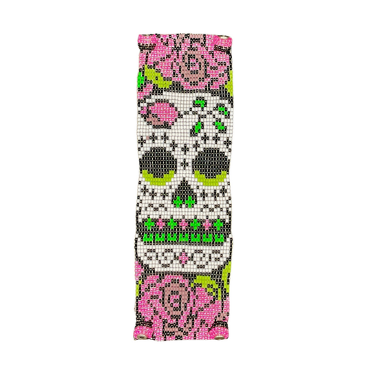 Handgewebtes Calavera-Armband mit Magnetverschluss – Fair Trade aus Guatemala