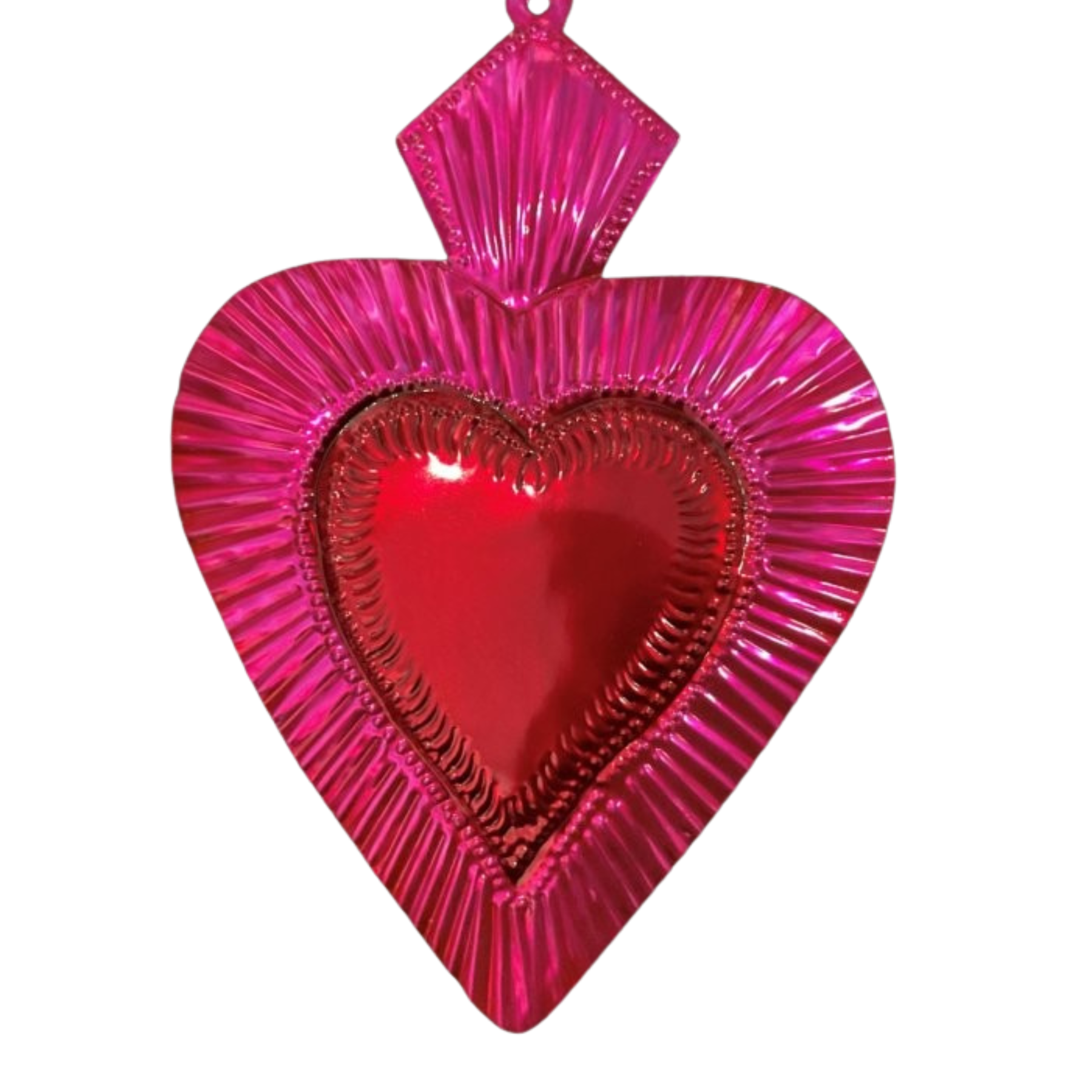 Großes, buntes Metallherz aus Mexiko – Wanddeko handgefertigt