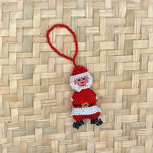 Weihnachtliche Glasperlen-Schlüsselanhänger (Llavero) aus Guatemala – Handgewebter Baumschmuck