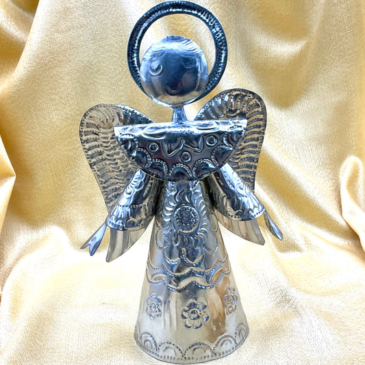 Weissblech Engel aus Oaxaca – handgepunzt, Weihnachtsengel, traditionelle Weihnachtsdeko in zwei Größen