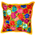Bild in Galerie-Betrachter laden, Handgewebte Kissenhülle mit Blumenstickerei – Bunt, 48x48 cm – Chichicastenango Design
