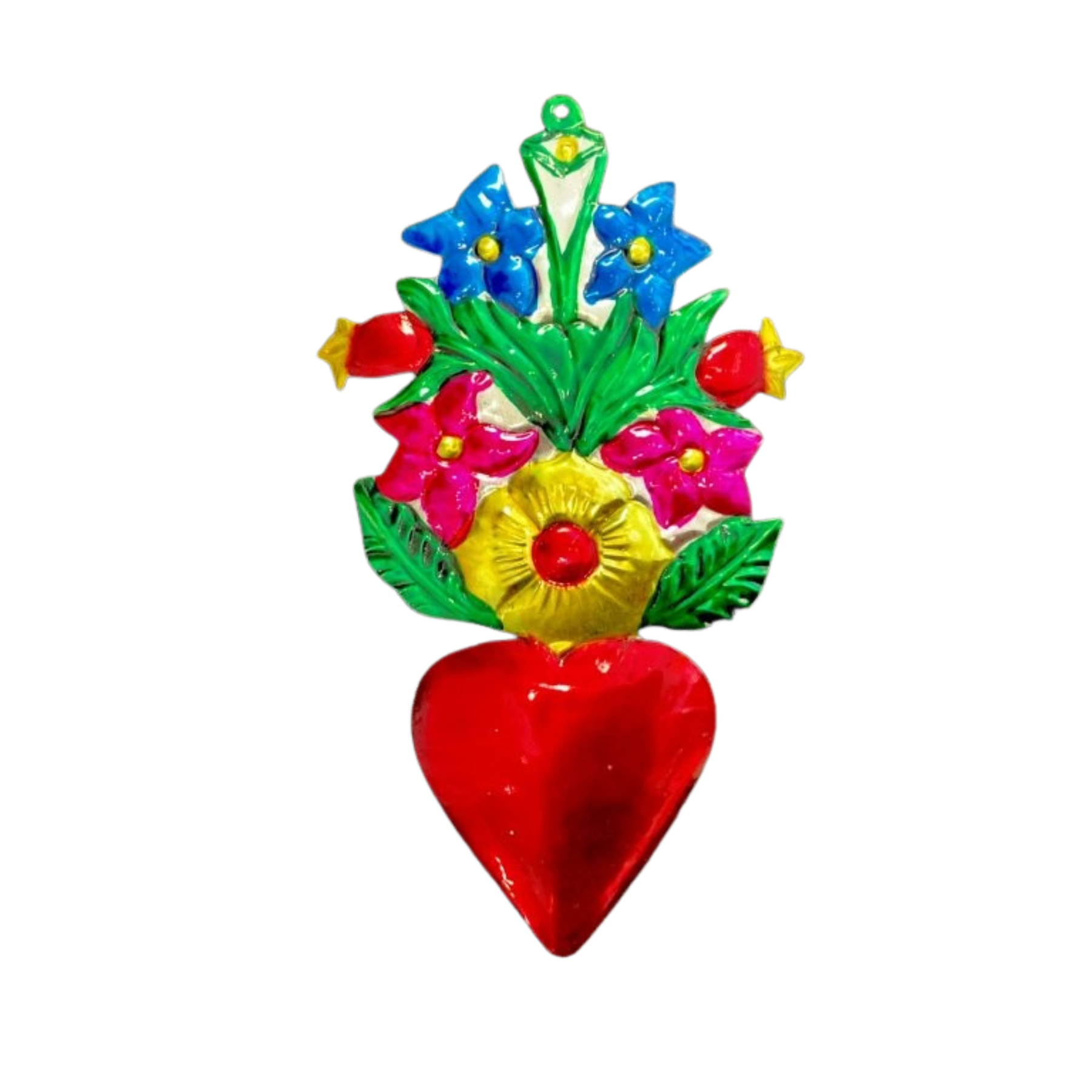 Großes, buntes Metallherz aus Mexiko – Wanddeko handgefertigt